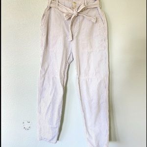 Off-white and blue stripped mom style pants